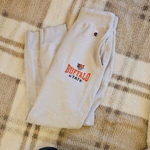 Champion Light Gray Joggers with Buffalo State Logo